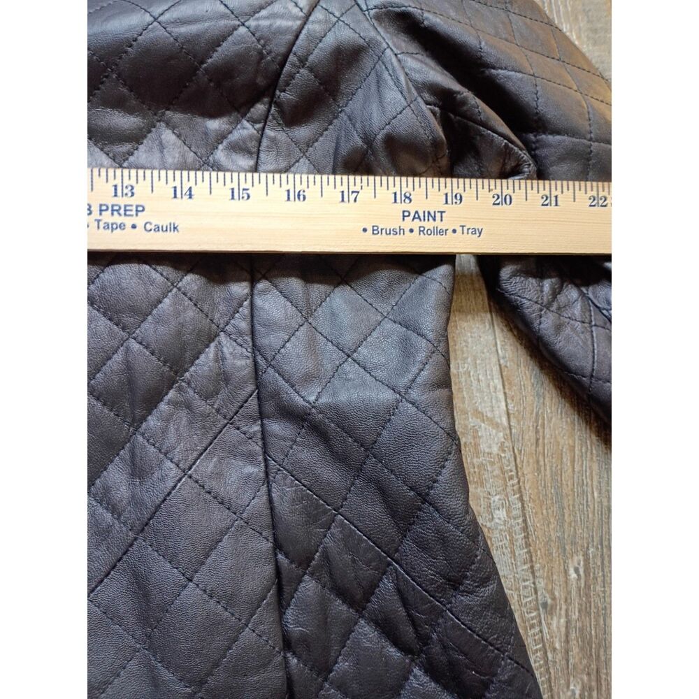 Neiman Marcus Lamb Leather Quilted Jacket Women's M Black - Picture 5 of 6